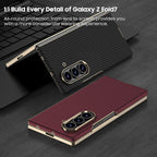 Galaxy Z Fold - Electroplated Gold-Edged Leather Case