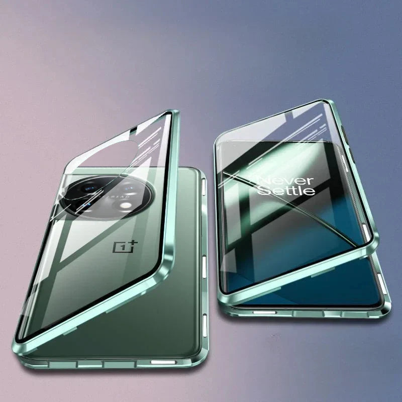 OnePlus Series - 360° (Front+Back) Metal Body Protection Glass Case