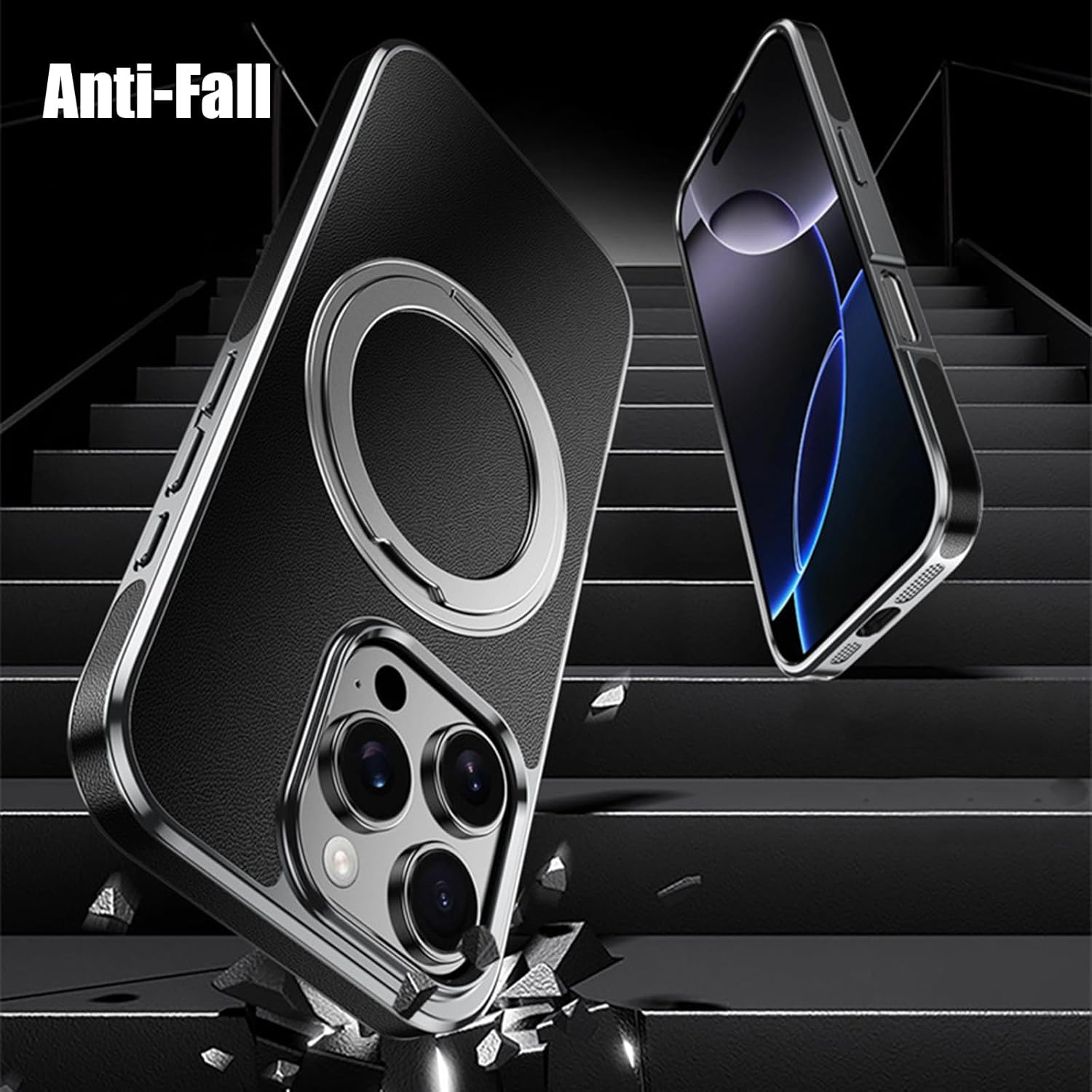 iPhone - Luxury Genuine Leather Case with Rotating Stand