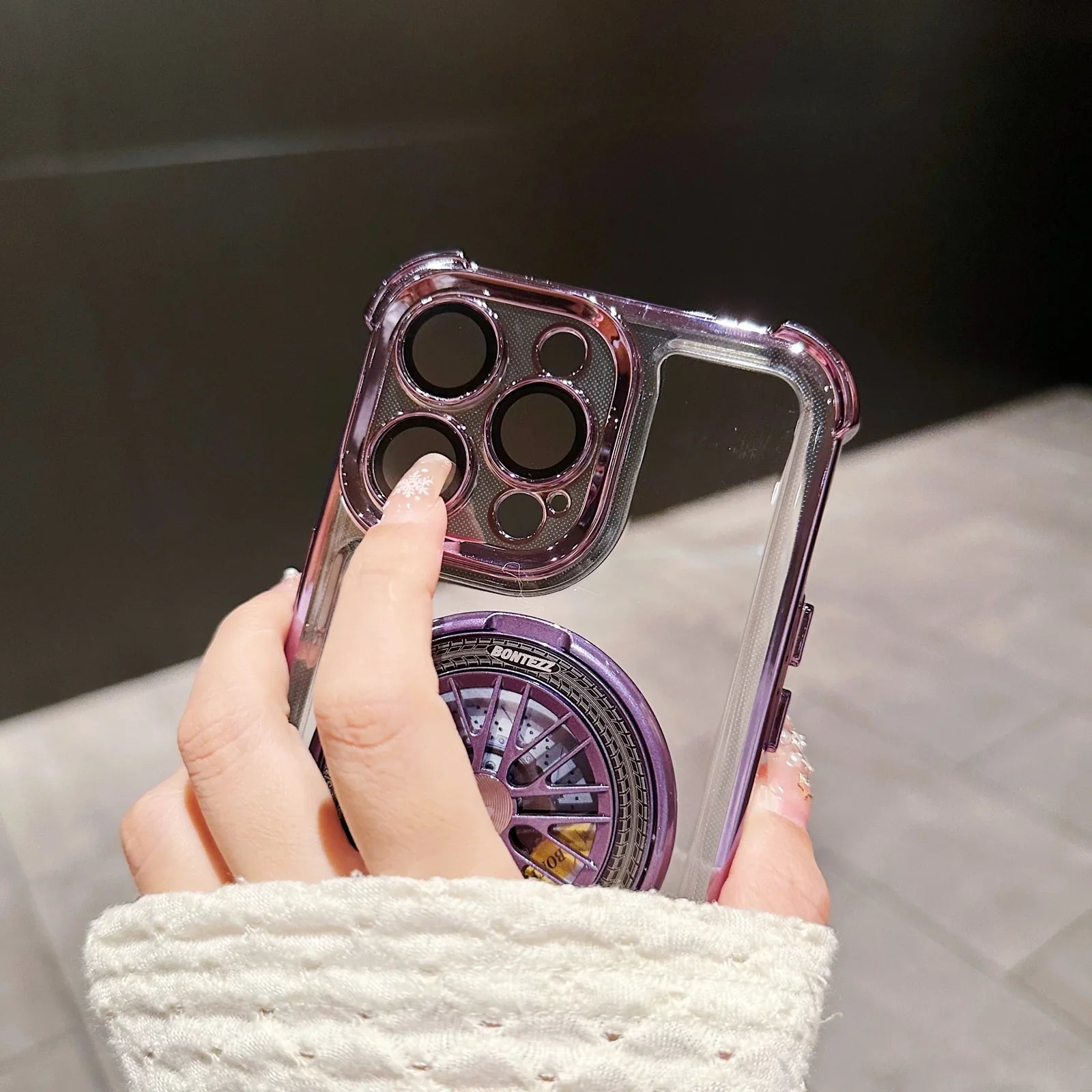 iPhone - Gyro Magnetic Stand Transparent Phone Case