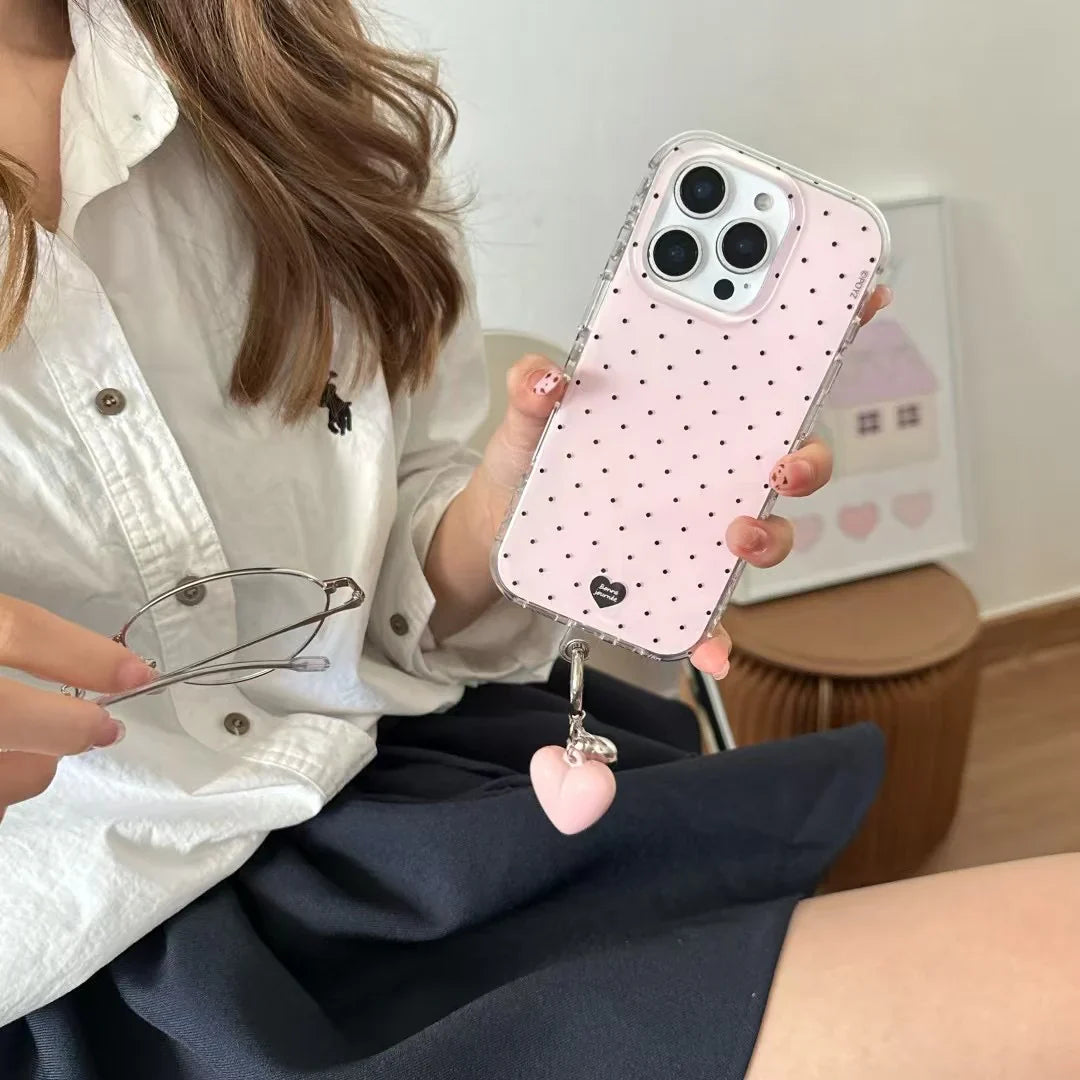 iPhone - Polka Dot Soft Case with Beaded Charm