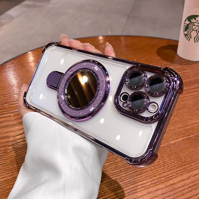 iPhone - Luxury Gold Mirror Ring Stand Case