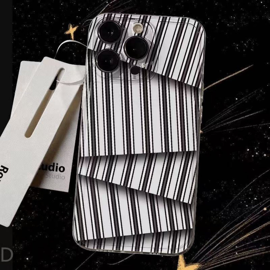 iPhone – Black & White Striped Layered Case