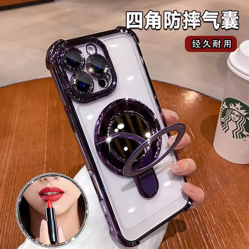 iPhone - Luxury Gold Mirror Ring Stand Case