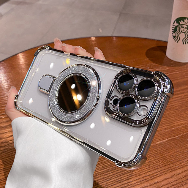 iPhone - Luxury Gold Mirror Ring Stand Case