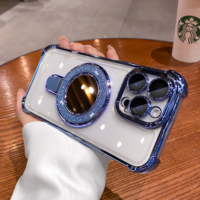 iPhone - Luxury Gold Mirror Ring Stand Case