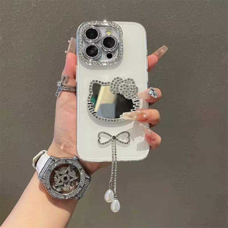 iPhone - Makeup Mirror Tassel Bow Case