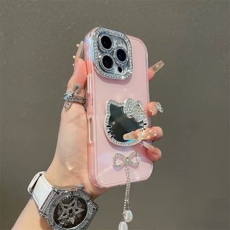 iPhone - Makeup Mirror Tassel Bow Case