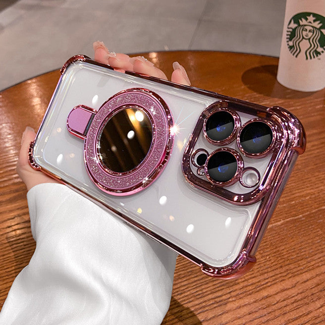 iPhone - Luxury Gold Mirror Ring Stand Case