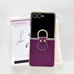 Galaxy Z Flip - Luxury Electroplated Cat Claw Ring Leather Case