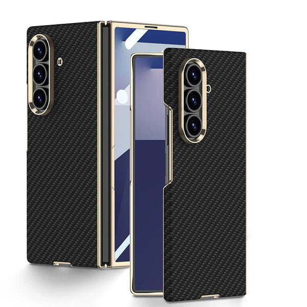 Galaxy Z Fold - Electroplated Gold-Edged Leather Case