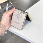 Galaxy Z Flip - Luxury Electroplated Cat Claw Ring Leather Case