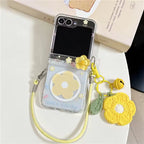 Galaxy Z Flip - Crochet Flower Charm Case With Lanyard