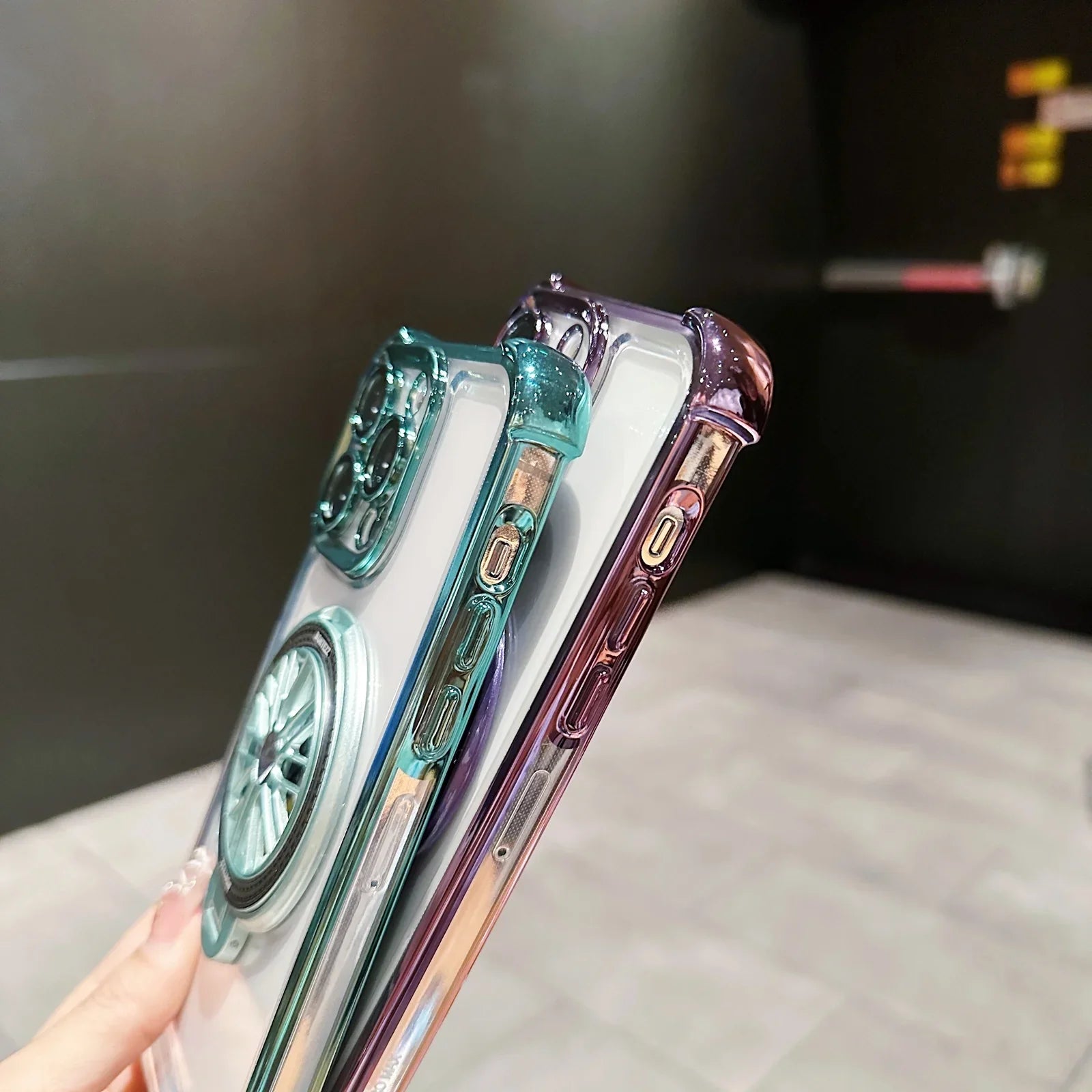 iPhone - Gyro Magnetic Stand Transparent Phone Case