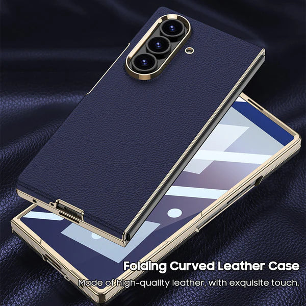 Galaxy Z Fold - Electroplated Gold-Edged Leather Case