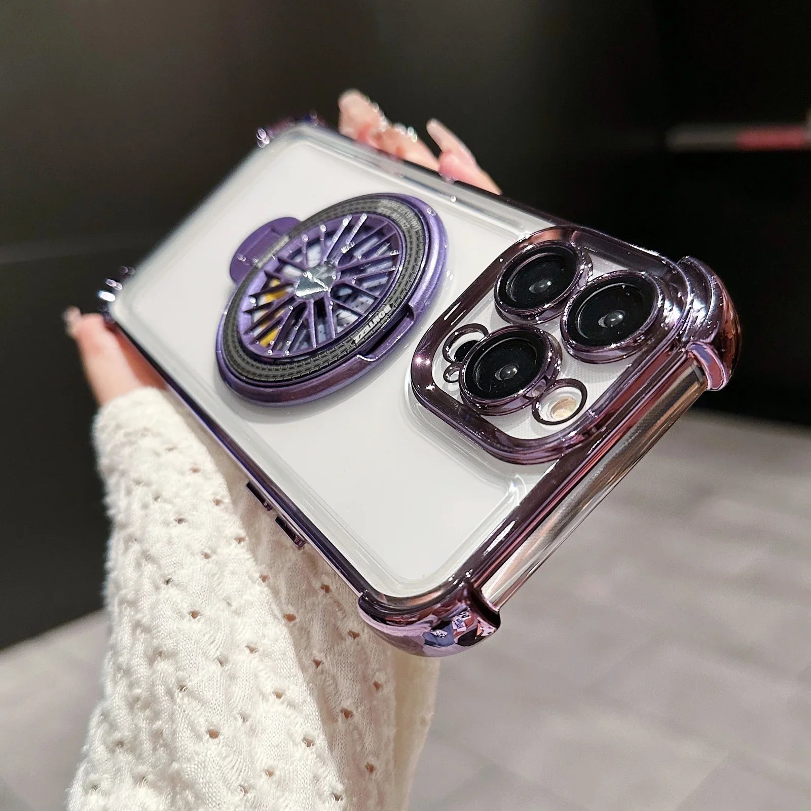iPhone - Gyro Magnetic Stand Transparent Phone Case