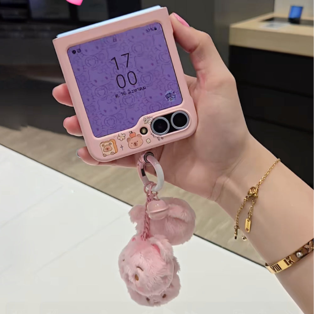 Galaxy Flip - Capybara Cartoon Case with Plush Keychain