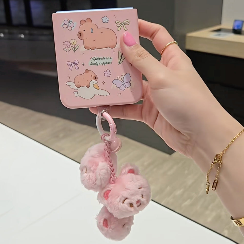 Galaxy Flip - Capybara Cartoon Case with Plush Keychain