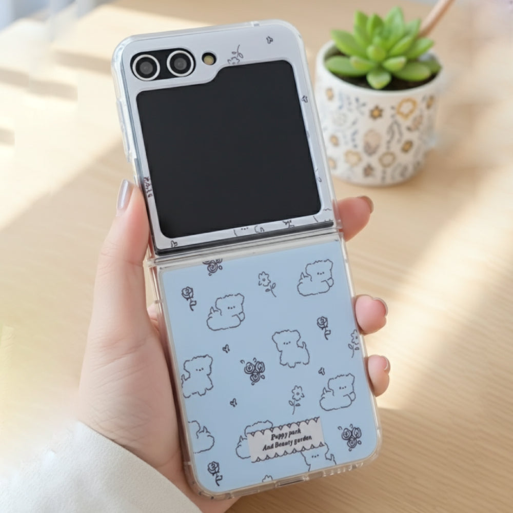 Galaxy Z Flip - Cute Puppy Floral Case
