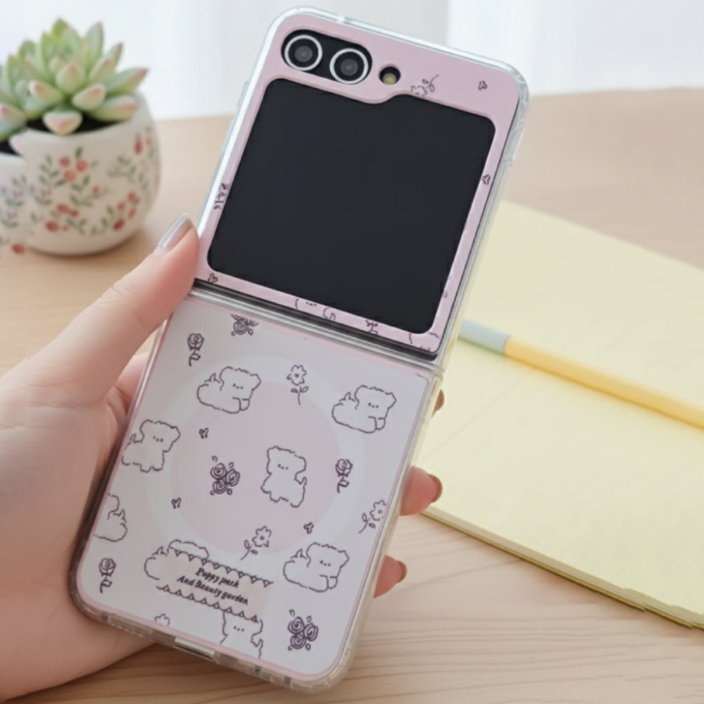 Galaxy Z Flip - Cute Puppy Floral Case