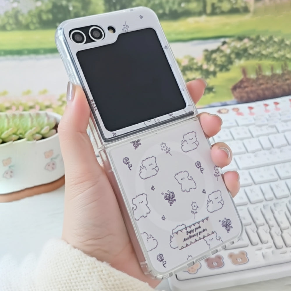 Galaxy Z Flip - Cute Puppy Floral Case